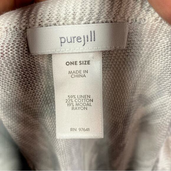 J.‎ Jill Linen Artsy Poncho One Size Coastal Clean Girl Beachy Boho Fringe - Picture 12 of 13